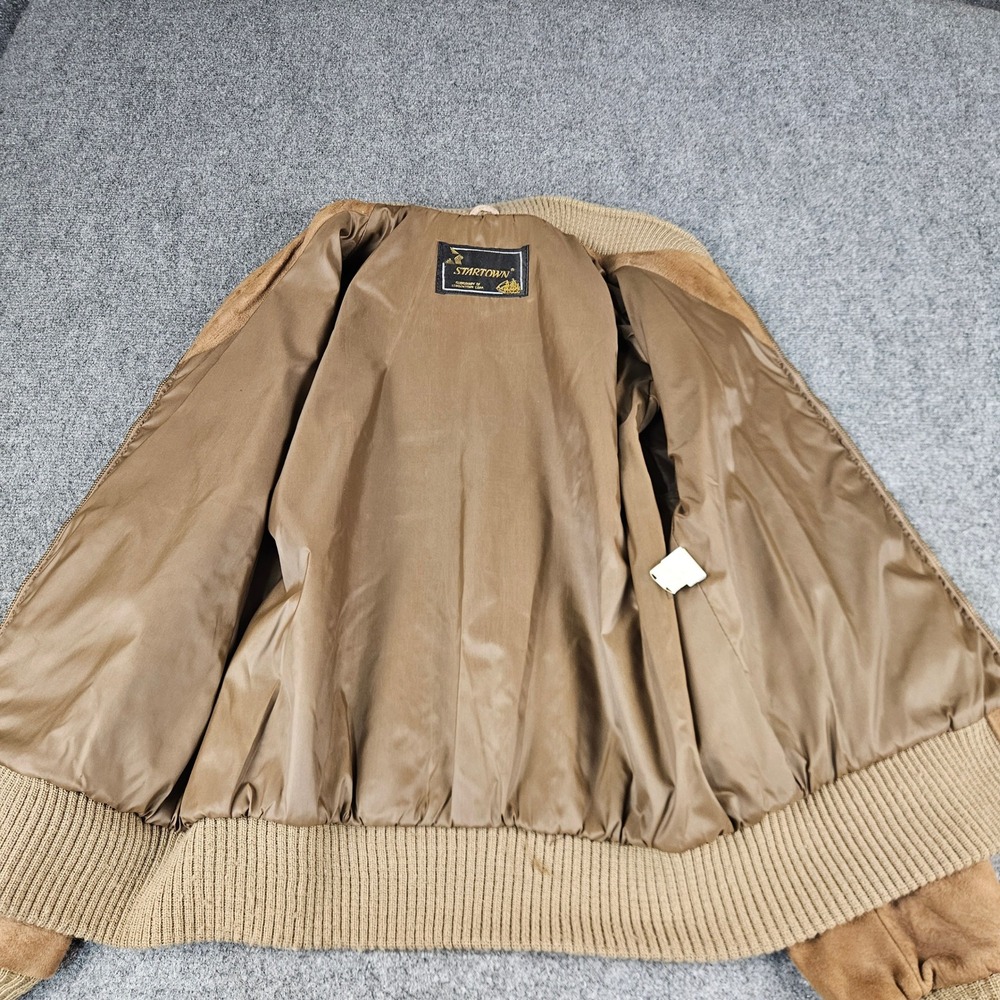 Startown Londontown Vintage Suede Bomber Jacket Men 40 Reg Tan Brown Made in USA - Picture 8 of 11